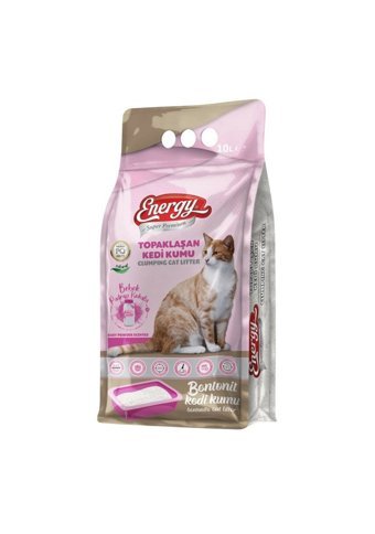 Energy Bebek Pudrası Kokulu Topaklanan İnce Taneli Bentonit Kedi Kumu 2x10 lt
