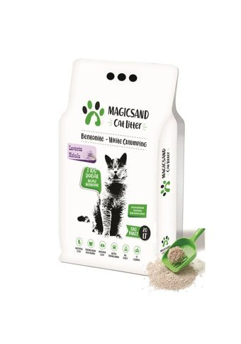 Magicsand Lavanta Kokulu Topaklanan Kalın Taneli Aktif Karbonlu Bentonit Kedi Kumu 20 lt