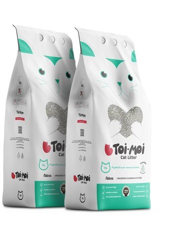Toi Moi Kokusuz Topaklanan İnce Taneli Bentonit Kedi Kumu 2x10 lt