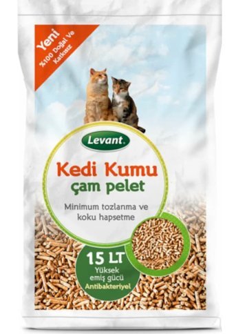 Levant Doğal Kalın Taneli Çam Pellet Kedi Kumu 15 lt