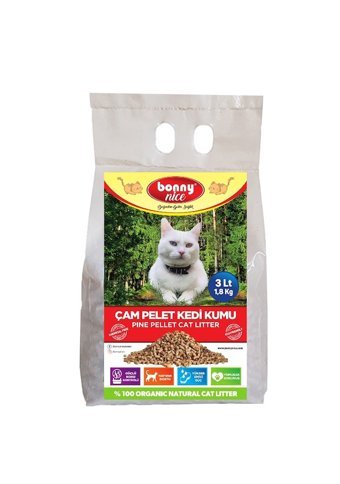 Bonny Nice Doğal Topaklanan Kalın Taneli Çam Pellet Kedi Kumu 10x3 lt