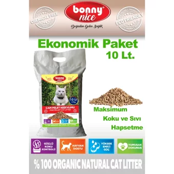 Bonny Nice Doğal Kalın Taneli Çam Pellet Kedi Kumu 15x10 lt