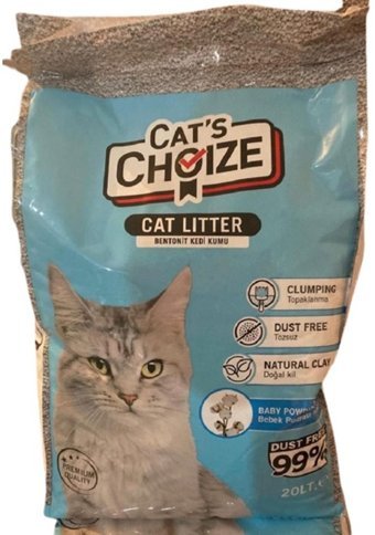 Cat's Choize Bebek Pudrası Kokulu Topaklanan Kalın Taneli Bentonit Kedi Kumu 20 lt