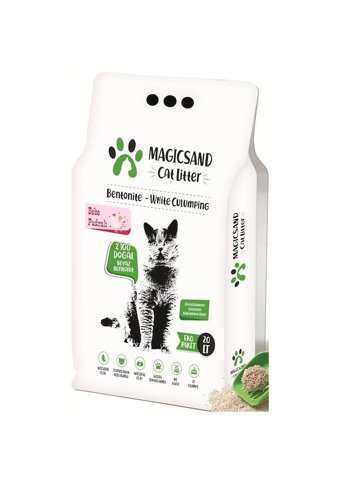 Magicsand Bebek Pudrası Kokulu Topaklanan İnce Taneli Bentonit Kedi Kumu 20 lt