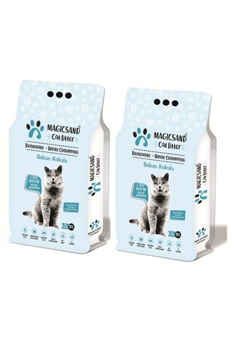 Magicsand Marsilya Sabunu Kokulu Topaklanan Kalın Taneli Bentonit Kedi Kumu 2x10 lt