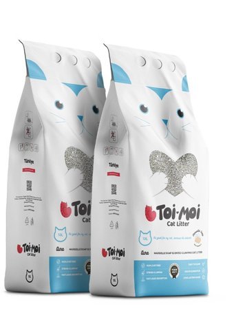 Toi Moi Marsilya Sabunu Kokulu Topaklanan İnce Taneli Bentonit Kedi Kumu 2x10 lt