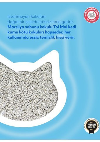 Toi Moi Marsilya Sabunu Kokulu Topaklanan İnce Taneli Bentonit Kedi Kumu 2x10 lt