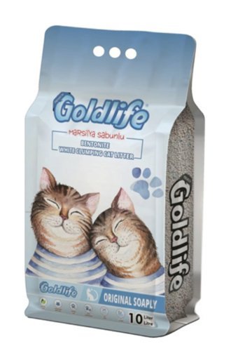 Goldlife Marsilya Sabunu Kokulu Topaklanan İnce Taneli Bentonit Kedi Kumu 10 lt