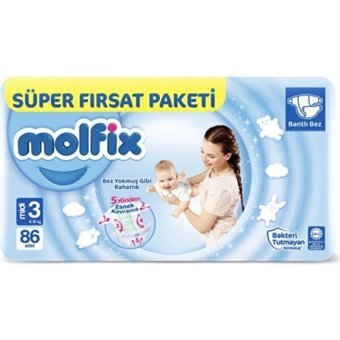 Molfix 3 Numara Cırtlı Bebek Bezi 86 Adet