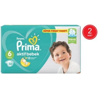 Prima Aktif Bebek 6 Numara Cırtlı Bebek Bezi 2x50 Adet