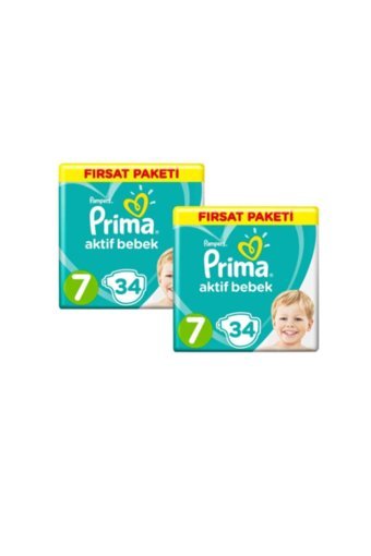 Prima Aktif Bebek 7 Numara Cırtlı Bebek Bezi 2x34 Adet