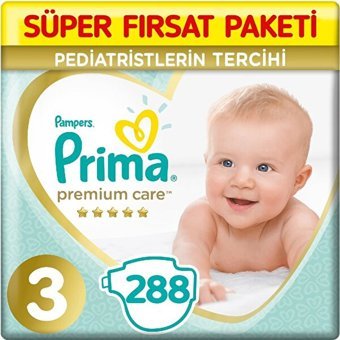 Prima Premium Care 3 Numara Cırtlı Bebek Bezi 288 Adet