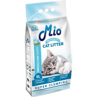 Mio Marsilya Sabunu Kokulu Topaklanan İnce Taneli Bentonit Kedi Kumu 5 lt