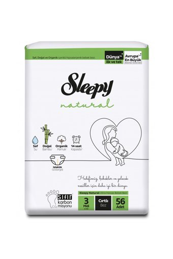 Sleepy Natural 3 Numara Organik Cırtlı Bebek Bezi 56 Adet