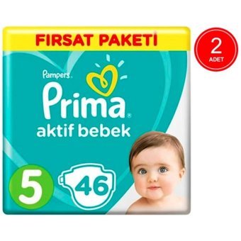 Prima Aktif Bebek 5 Numara Cırtlı Bebek Bezi 2x46 Adet