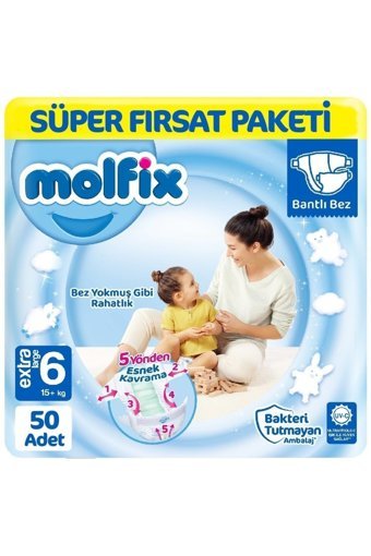 Molfix Extra Large 6 Numara Cırtlı Bebek Bezi 50 Adet