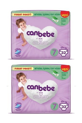 Canbebe 7 Numara Cırtlı Bebek Bezi 2x32 Adet
