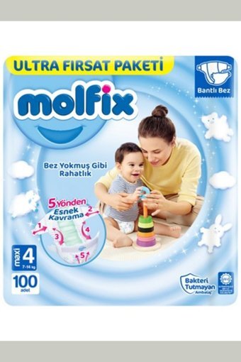 Molfix Maxi 4 Numara Cırtlı Bebek Bezi 100 Adet