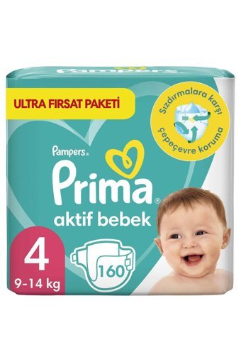 Prima Aktif Bebek 4 Numara Cırtlı Bebek Bezi 2x80 Adet