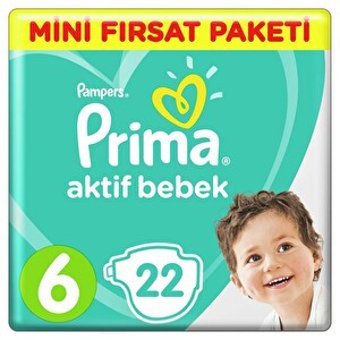 Prima Aktif Bebek 6 Numara Cırtlı Bebek Bezi 22 Adet
