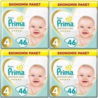 Prima Premium Care 4 Numara Cırtlı Bebek Bezi 4x46 Adet