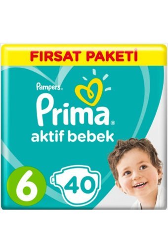 Prima Aktif Bebek 6 Numara Cırtlı Bebek Bezi 40 Adet