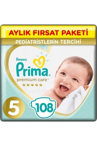 Prima Premium Care 5 Numara Cırtlı Bebek Bezi 108 Adet