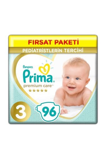 Prima Premium Care 3 Numara Cırtlı Bebek Bezi 96 Adet