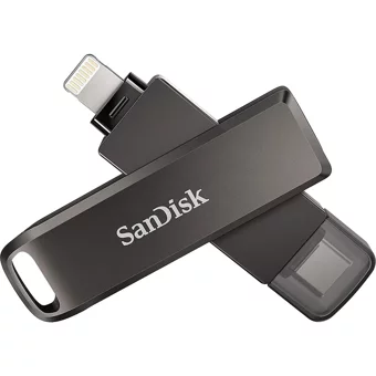 SanDisk iXpand Luxe SDIX70N-256G-GN6NE Şifreli Çift Taraflı USB 3.1 Lightning - Type-C 256 GB Flash Bellek Siyah