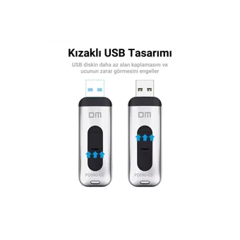 DM PD090 USB 3.0 Type A 256 GB Flash Bellek Metal