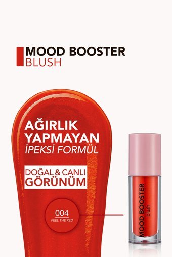 Flormar Mood Booster 004 Feel The Red Işıltılı Likit Allık