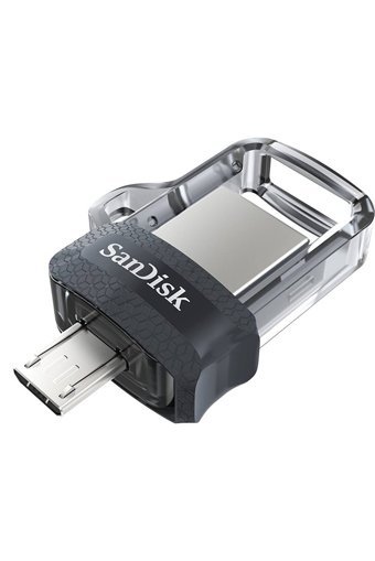 SanDisk Ultra Dual Drive SDDD3-128G-G46 Mini Çift Taraflı USB 3.0 Type A-Micro USB 128 GB Flash Bellek Gri