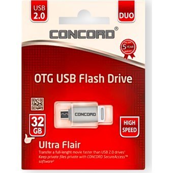 Concord C-OTGT32 Mini Çift Taraflı USB 2.0 Micro USB 32 GB Flash Bellek Metal