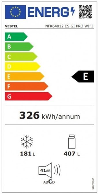 Vestel NFK64012 ES GI Pro Çift Kapılı No Frost E 588 lt Alttan Donduruculu Solo Buzdolabı