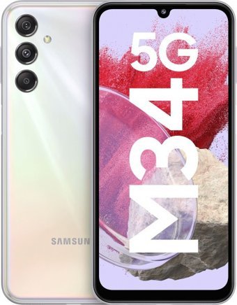 Samsung Galaxy M34 128 GB Hafıza 6 GB Ram 6.5 inç 50 MP Çift Hatlı Super AMOLED Ekran Android Akıllı Cep Telefonu Gümüş