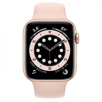 Apple Watch Series 6 Apple Uyumlu WatchOS Su Geçirmez 44 mm Silikon Kordon Kare Unisex Akıllı Saat Pembe