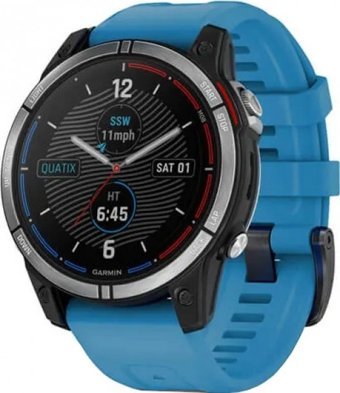 Garmin quatix 7 (010-02540-61) Su Geçirmez 47 mm Silikon Kordon Daire Unisex Akıllı Saat Mavi