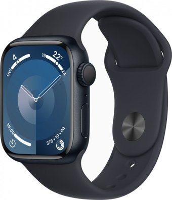 Apple Watch Series 9 Apple Uyumlu WatchOS Su Geçirmez 41 mm Fluoro Elastomer Kauçuk Kordon Kare Unisex Akıllı Saat Siyah