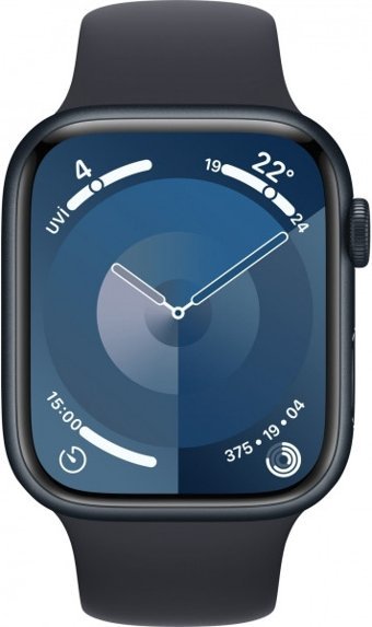 Apple Watch Series 9 Apple Uyumlu WatchOS Su Geçirmez 45 mm Fluoro Elastomer Kauçuk Kordon Kare Unisex Akıllı Saat Siyah
