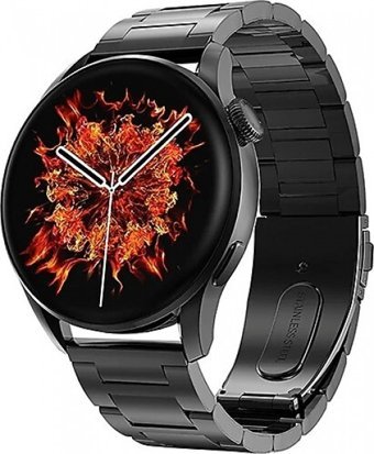 Spovan GT3 Su Geçirmez Paslanmaz Çelik Kordon Daire Unisex Akıllı Saat Siyah