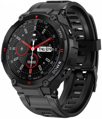 Spovan AtlasX Su Geçirmez Silikon Kordon Daire Tansiyon Ölçen Unisex Akıllı Saat Siyah