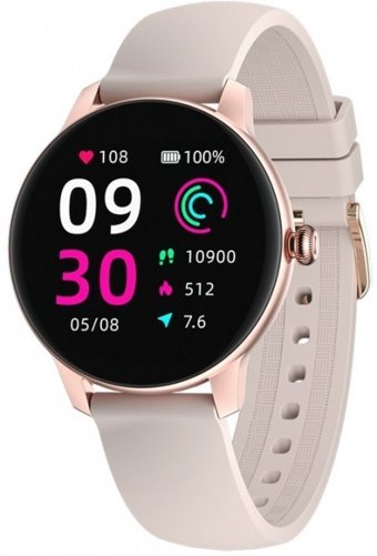 Kieslect L11 Su Geçirmez 40 mm Silikon Kordon Daire Tansiyon Ölçen Unisex Akıllı Saat Pembe