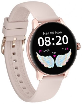 Kieslect L11 Su Geçirmez 40 mm Silikon Kordon Daire Tansiyon Ölçen Unisex Akıllı Saat Pembe