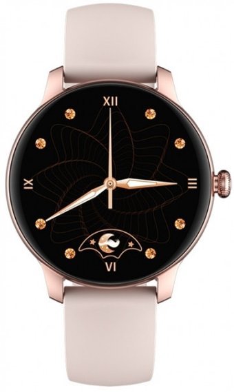 Kieslect L11 Su Geçirmez 40 mm Silikon Kordon Daire Tansiyon Ölçen Unisex Akıllı Saat Pembe