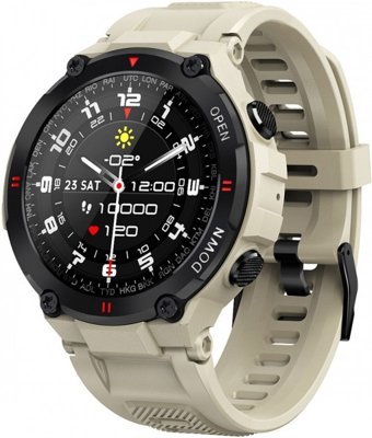 Spovan AtlasX Su Geçirmez Silikon Kordon Daire Tansiyon Ölçen Unisex Akıllı Saat Krem