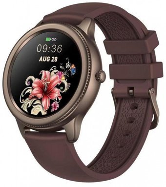 Zeblaze Lily Su Geçirmez 39.5 mm Silikon Kordon Daire Unisex Akıllı Saat Kahverengi