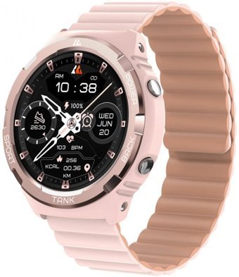 Kospet Tank S1 Su Geçirmez 45.5 mm Silikon Kordon Daire Tansiyon Ölçen Unisex Akıllı Saat Pembe