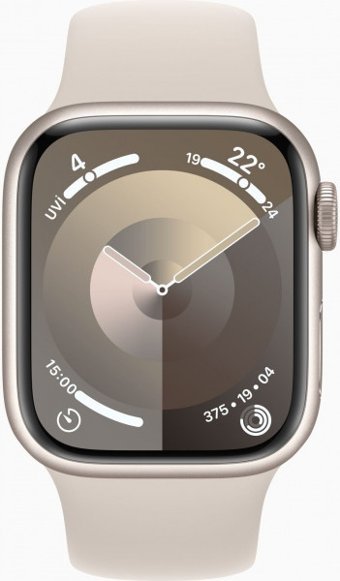 Apple Watch Series 9 Cellular Apple Uyumlu WatchOS Su Geçirmez 41 mm Fluoro Elastomer Kauçuk Kordon Kare Unisex Sim Kartlı Akıllı Saat Krem
