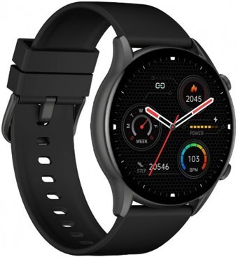 Kieslect KR Su Geçirmez 45.7 mm Silikon Kordon Daire Unisex Akıllı Saat Siyah