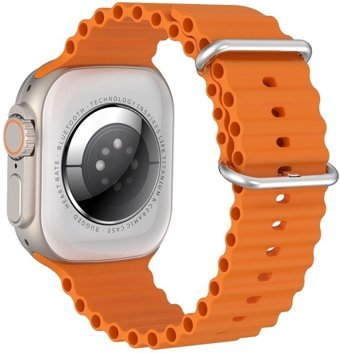 Microwear W68 Ultra Su Geçirmez Silikon Kordon Kare Tansiyon Ölçen Unisex Akıllı Saat Turuncu